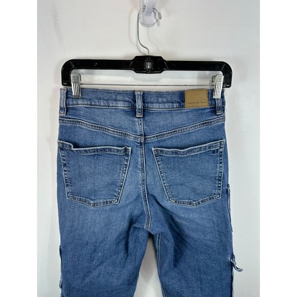 American Eagle Super Baggy High Rise Cargo Skater Jeans Size 2 Y2K Streetwear - Picture 14 of 15